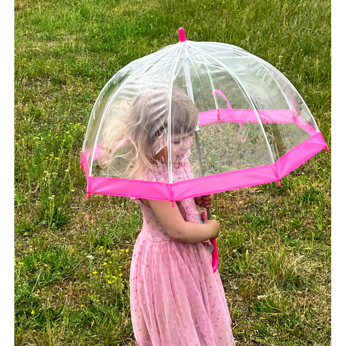 Детский зонт-трость прозрачный Fulton Funbrella-2 C603 Pink (Розовый)