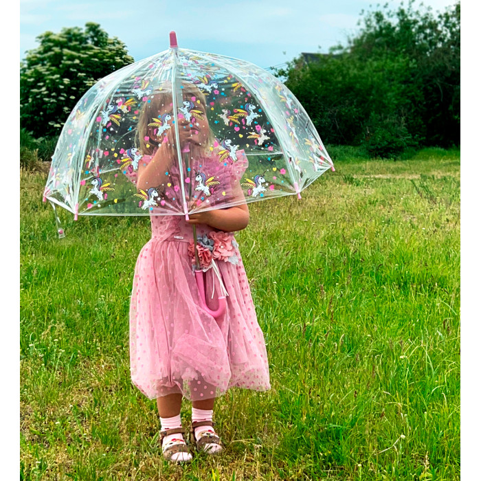 Дитяча парасолька-тростина прозора Fulton Funbrella-4 C605 Bella The Unicorn (Єдинороги)