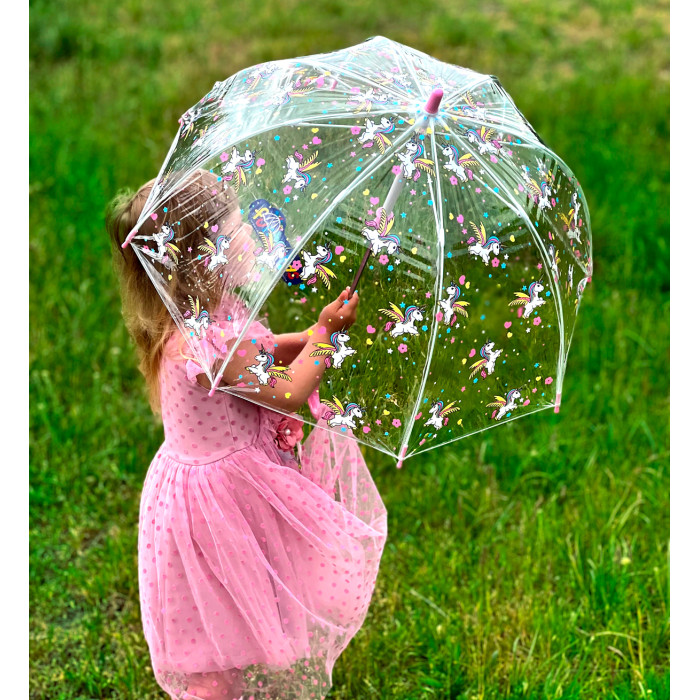 Дитяча парасолька-тростина прозора Fulton Funbrella-4 C605 Bella The Unicorn (Єдинороги)
