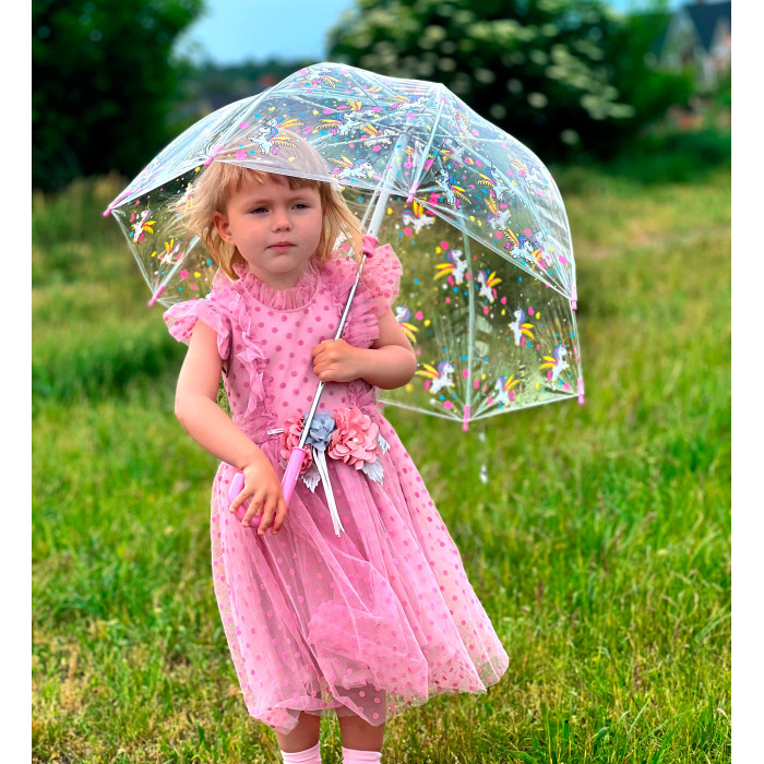 Дитяча парасолька-тростина прозора Fulton Funbrella-4 C605 Bella The Unicorn (Єдинороги)