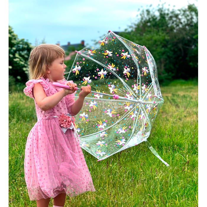 Дитяча парасолька-тростина прозора Fulton Funbrella-4 C605 Bella The Unicorn (Єдинороги)