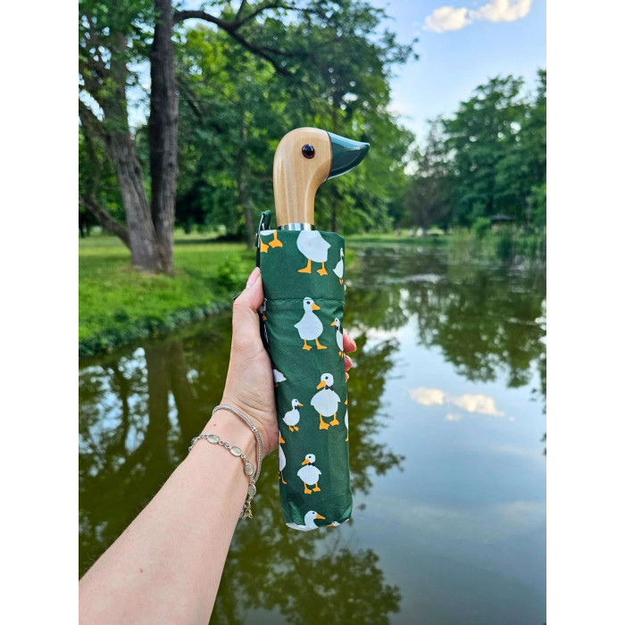 Женский зонт Fulton L926 Curio-2 UV Green Duck (Зеленая утка)