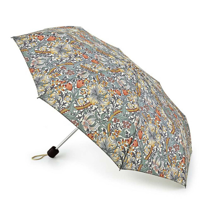 Женский зонт Fulton L907 Morris & Co. Minilite-2 UV Minor Golden Lily Slate Manilla (Золотая лилия)