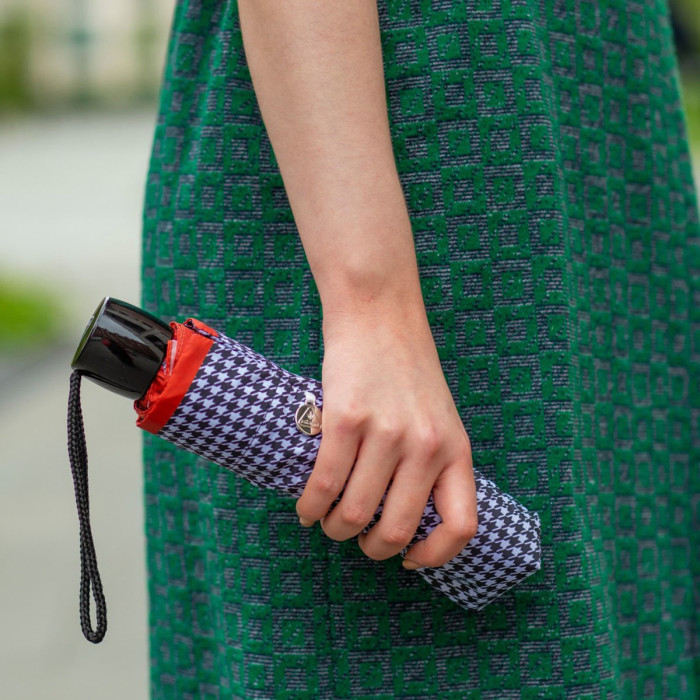 Жіноча парасолька Fulton L354 Minilite-2 Houndstooth Red Border (Червона смуга)