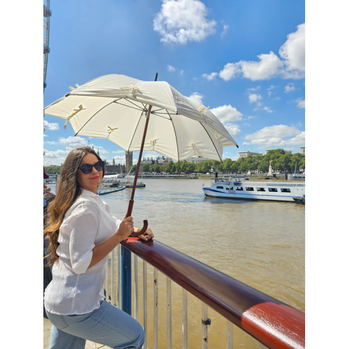 Жіноча парасолька-тростина Fulton L908 Kensington UV Star Cream (Кремовий)