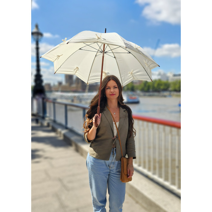 Жіноча парасолька-тростина Fulton L908 Kensington UV Star Cream (Кремовий)