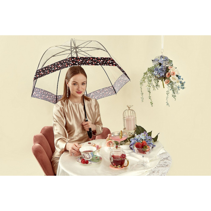 Жіноча парасолька-тростина прозора L866 Birdcage-2 Luxe Love Hearts (Любов сердець)