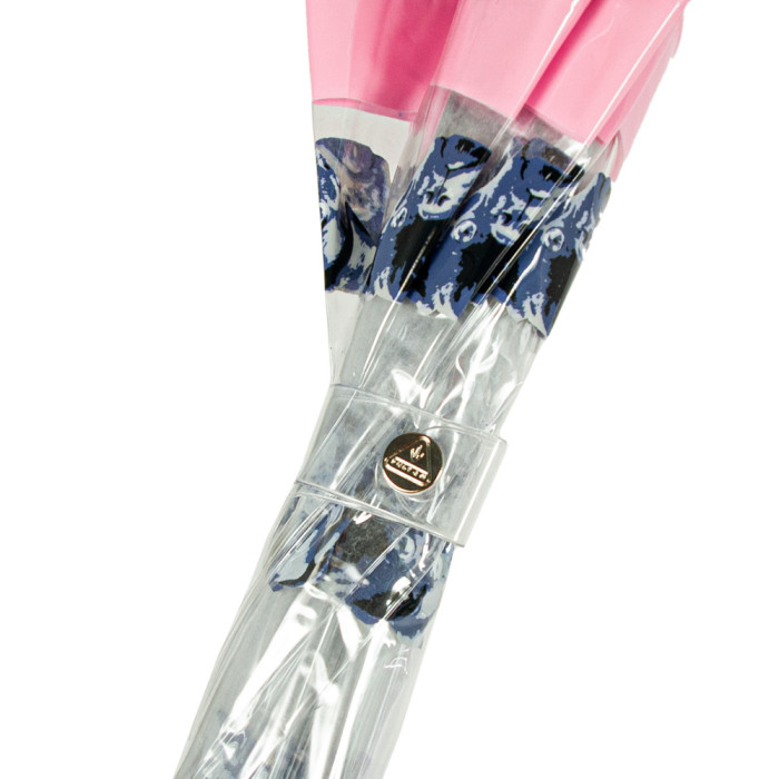 Женский зонт-трость прозрачный Fulton Birdcage-2 L042 - Pugs (Мопсы)