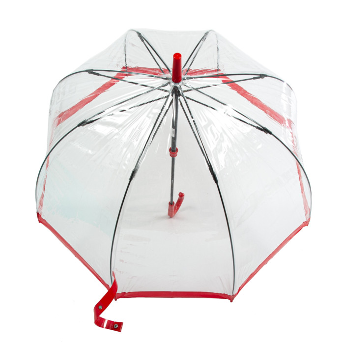 Жіноча парасолька-тростина прозора Fulton Birdcage-1 L041 Red (Червоний)