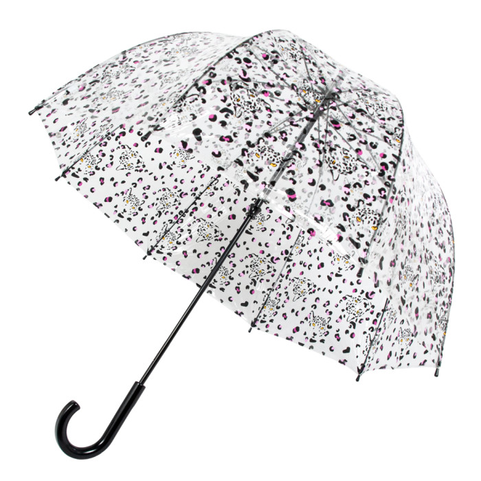 Жіночий прозорий парасолька-тростина Fulton Birdcage-2 L042 - Leopard Camo (Леопардовий Камуфляж)