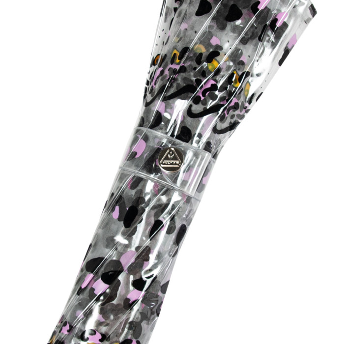 Жіночий прозорий парасолька-тростина Fulton Birdcage-2 L042 - Leopard Camo (Леопардовий Камуфляж)