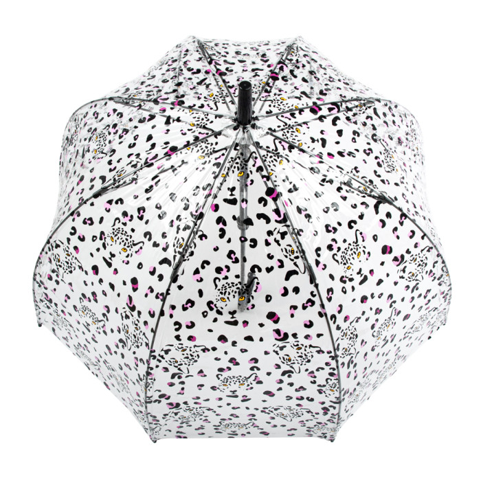 Жіночий прозорий парасолька-тростина Fulton Birdcage-2 L042 - Leopard Camo (Леопардовий Камуфляж)