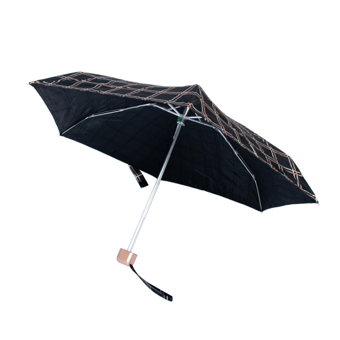 Женский мини зонт Fulton Tiny-2 L501 Golden Check (Золотая клетка)