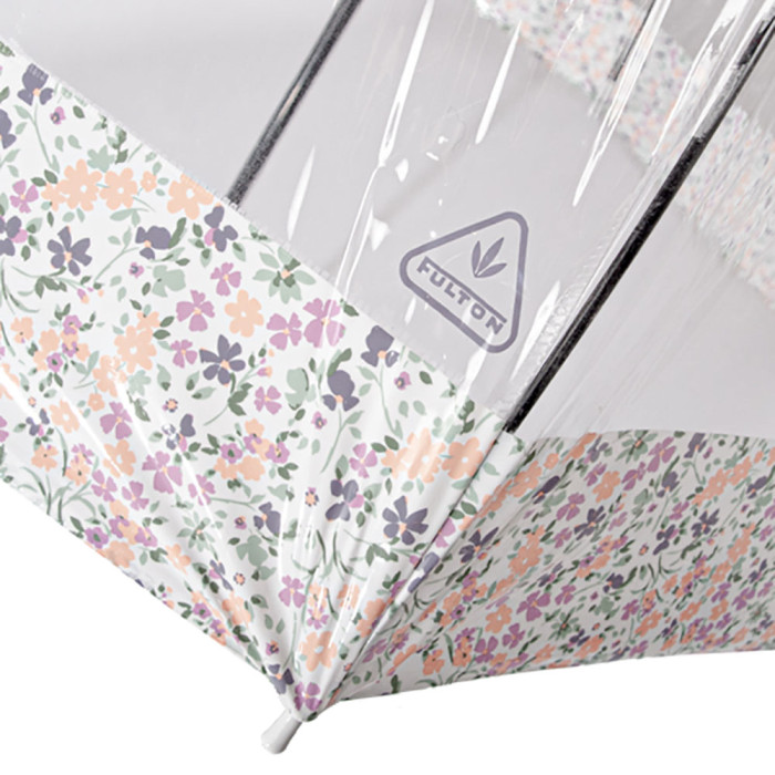 Жіноча прозора парасолька-тростина Fulton Birdcage-2 L042 Wedding Floral Border (Квіткова облямівка)