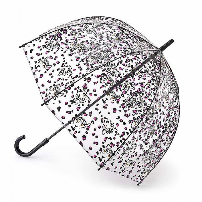 Жіночий прозорий парасолька-тростина Fulton Birdcage-2 L042 - Leopard Camo (Леопардовий Камуфляж)