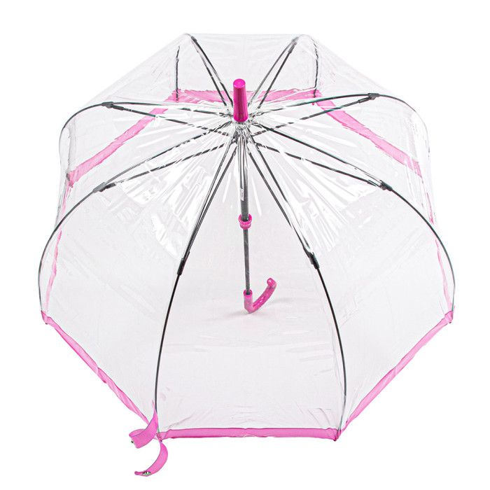 Женский зонт-трость прозрачный Fulton Birdcage-1 L041 Pink (Розовый)