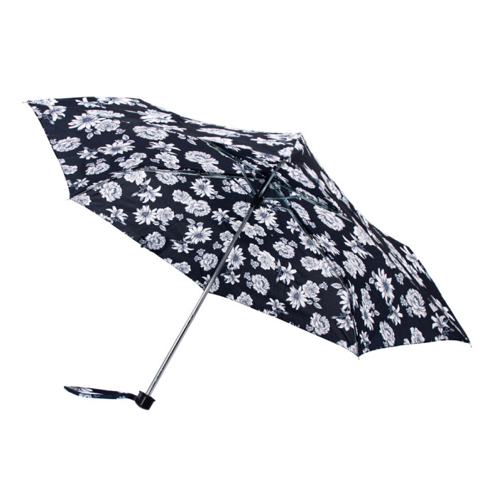 Женский зонт Fulton Miniflat-2 L340 - Black and White Floral (Черно-белые цветы)