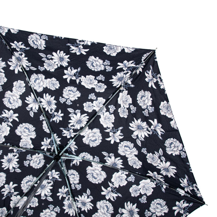 Женский зонт Fulton Miniflat-2 L340 - Black and White Floral (Черно-белые цветы)