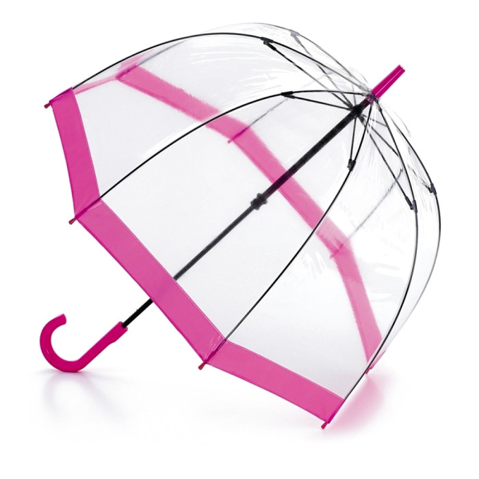 Женский зонт-трость прозрачный Fulton Birdcage-1 L041 Pink (Розовый)