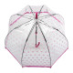 Жіноча парасолька-тростина прозора Fulton Birdcage-2 L042 Pink Polka (Рожеві кружечки)