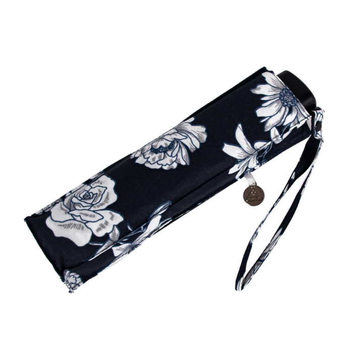 Женский зонт Fulton Miniflat-2 L340 - Black and White Floral (Черно-белые цветы)