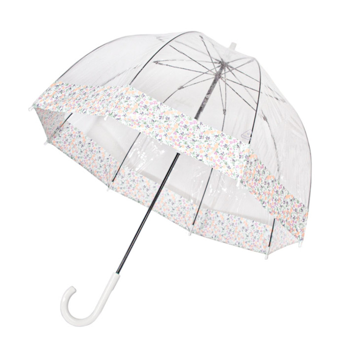 Жіноча прозора парасолька-тростина Fulton Birdcage-2 L042 Wedding Floral Border (Квіткова облямівка)