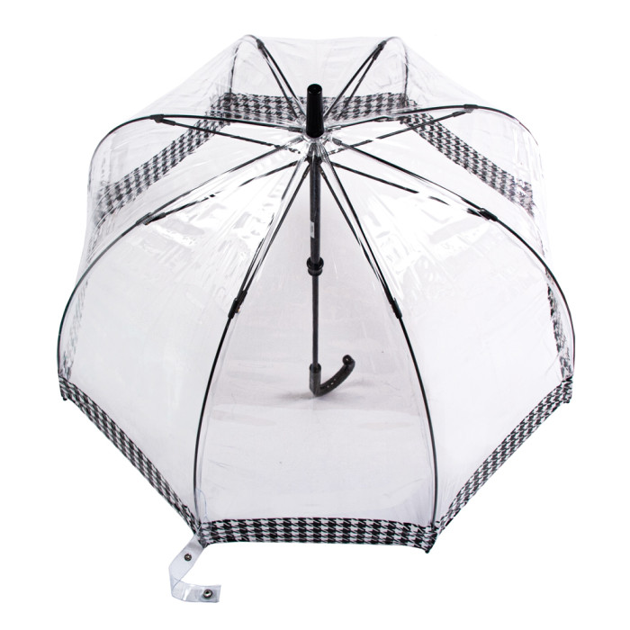 Жіноча прозора парасолька-тростина Fulton Birdcage-2 L042 Houndstooth Border (Гусяча лапка)