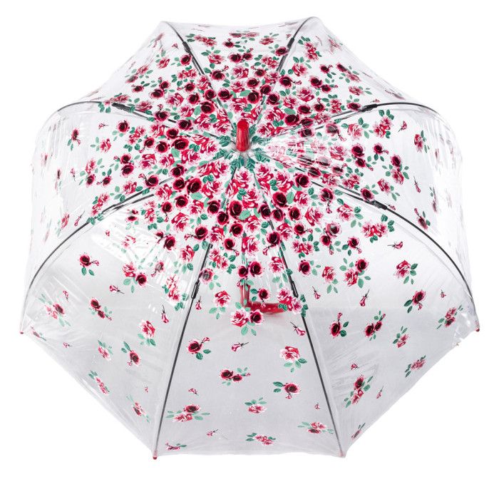 Жіноча парасолька-тростина прозора Fulton Birdcage-2 L042 - Rose Bud (Рожевий бутон)