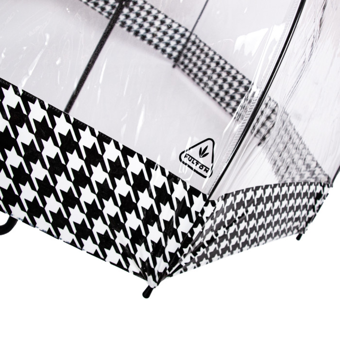 Жіноча прозора парасолька-тростина Fulton Birdcage-2 L042 Houndstooth Border (Гусяча лапка)