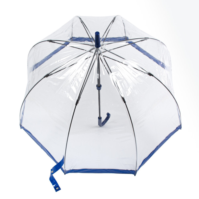 Женский зонт-трость прозрачный Fulton Birdcage-1 L041 Navy (Синий)