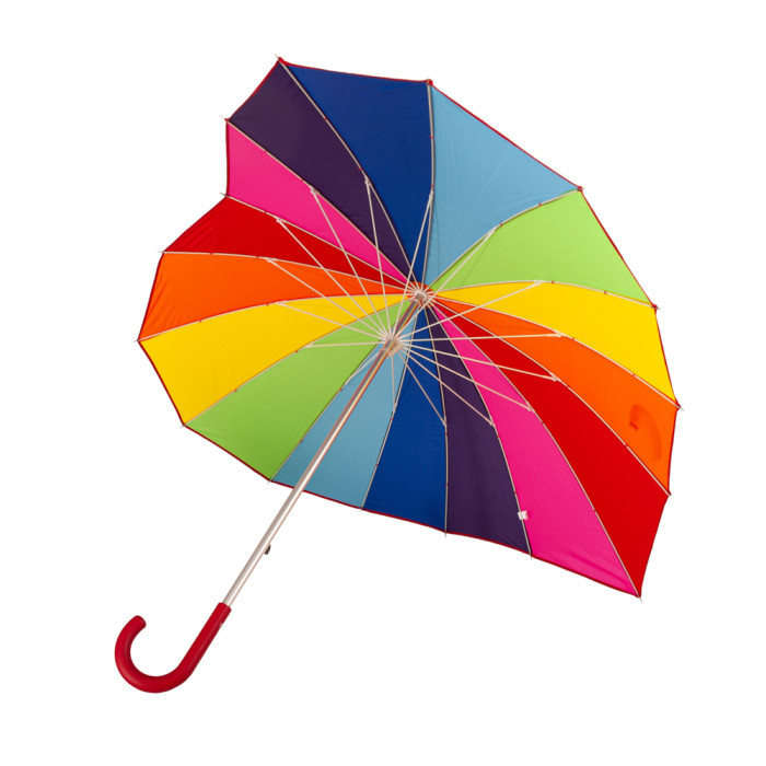 Парасолька жіноча Fulton L909 Heart Walker-1 UV Rainbow (Веселка)