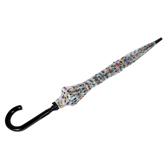 Женский зонт-трость прозрачный Fulton Birdcage-2 L042 - Candy Leopard (Конфетный леопард)