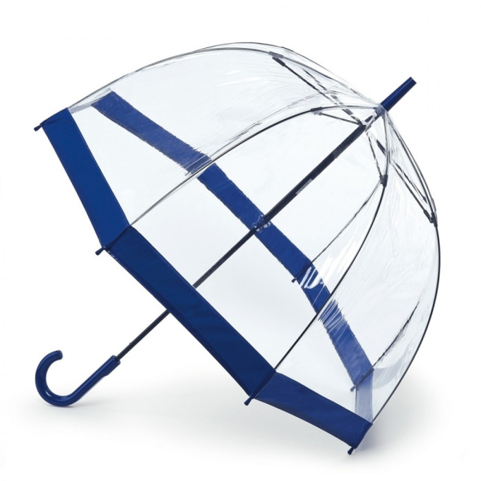 Женский зонт-трость прозрачный Fulton Birdcage-1 L041 Navy (Синий)