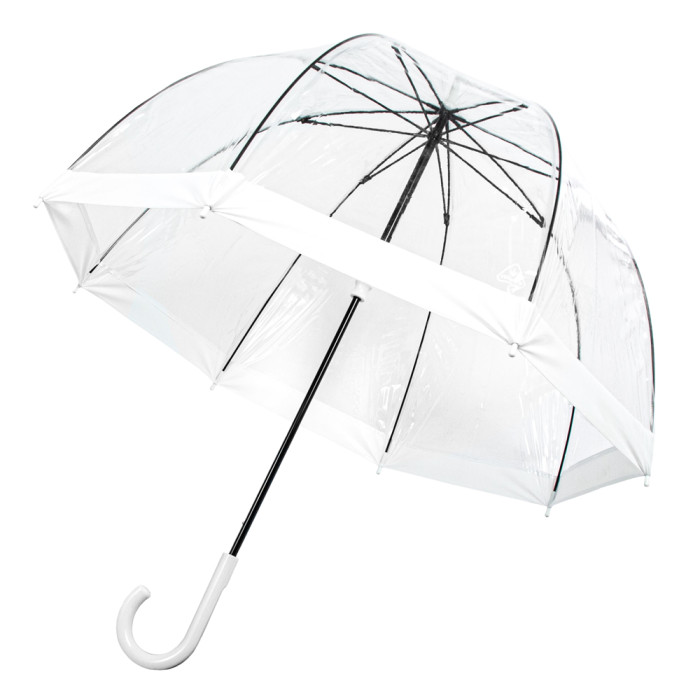 Жіноча парасолька-тростина прозора Fulton Birdcage-1 L041 White (Білий)