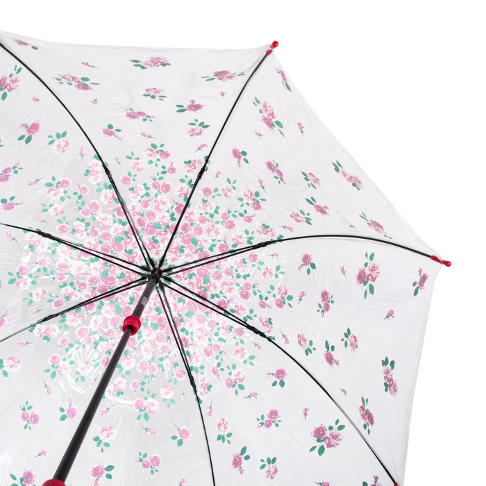 Женский зонт-трость прозрачный Fulton Birdcage-2 L042 - Rose Bud (Розовый бутон)