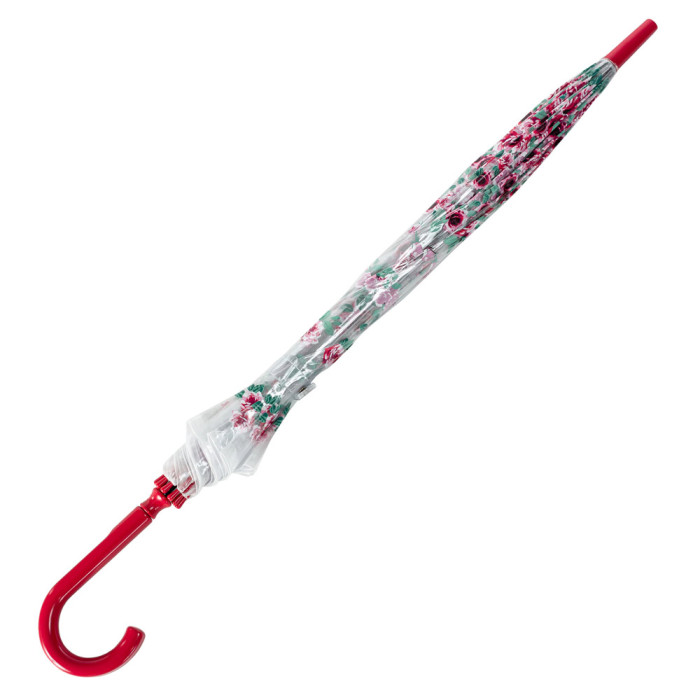 Женский зонт-трость прозрачный Fulton Birdcage-2 L042 - Rose Bud (Розовый бутон)