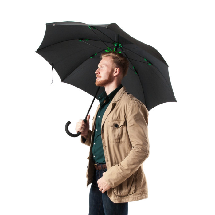 Мужской зонт-трость антишторм Fulton Typhoon-1 G844 Black (Черный)