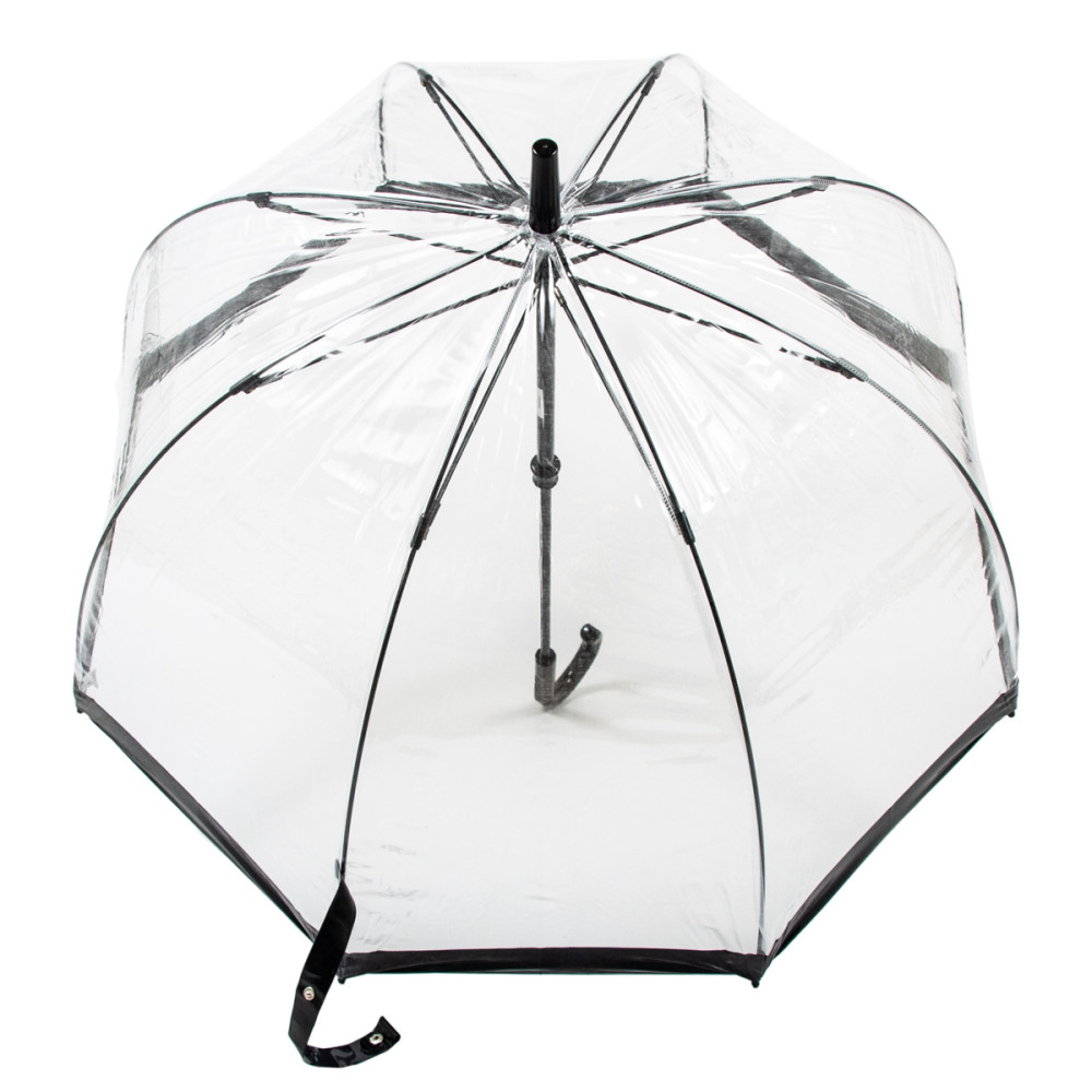 Женский зонт-трость прозрачный Fulton Birdcage-1 L041 Black (Черный)