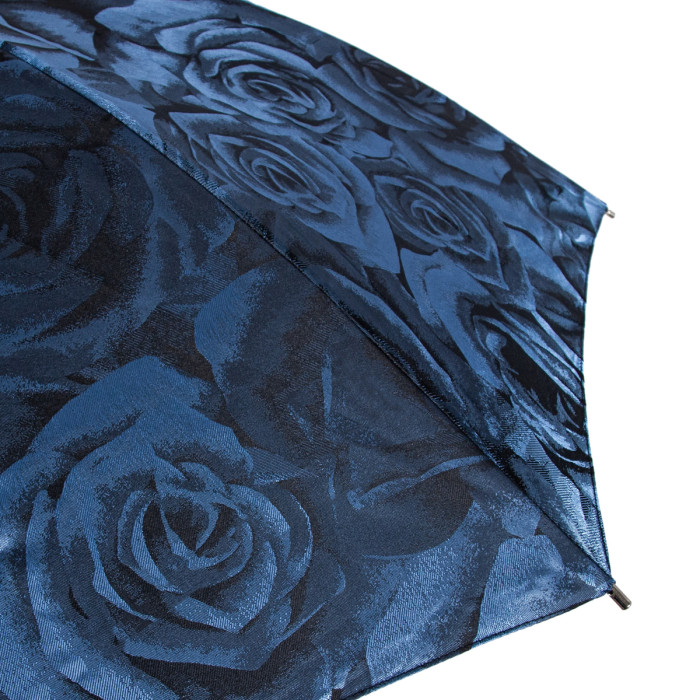 Женский зонт-трость класса Люкс Fulton Diamond L850 Princess UV Navy Rose (Синие розы)