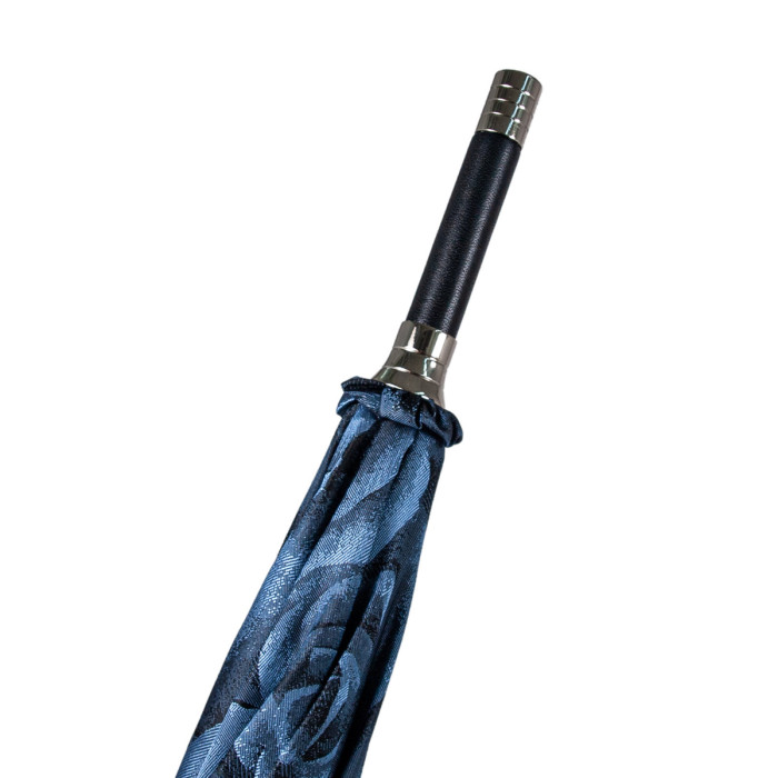 Женский зонт-трость класса Люкс Fulton Diamond L850 Princess UV Navy Rose (Синие розы)