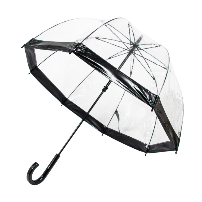 Женский зонт-трость прозрачный Fulton Birdcage-1 L041 Black (Черный)