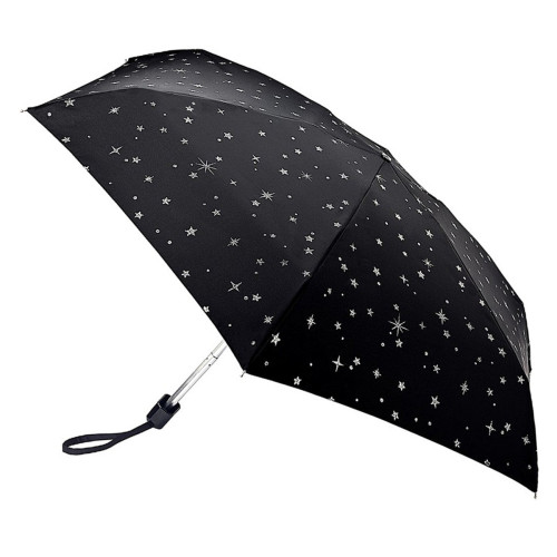 Женский мини (карманный) зонт Fulton L501 Tiny-2 Glitter Stars Black (Блеск звезд)