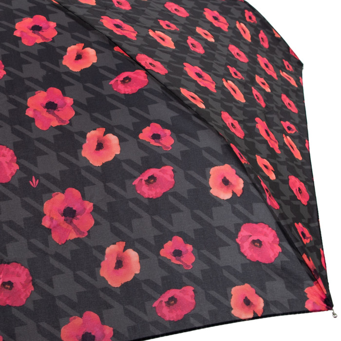 Жіноча міні (кишенькова) парасолька Fulton L501 Tiny-2 Houndstooth Poppy (Маки)