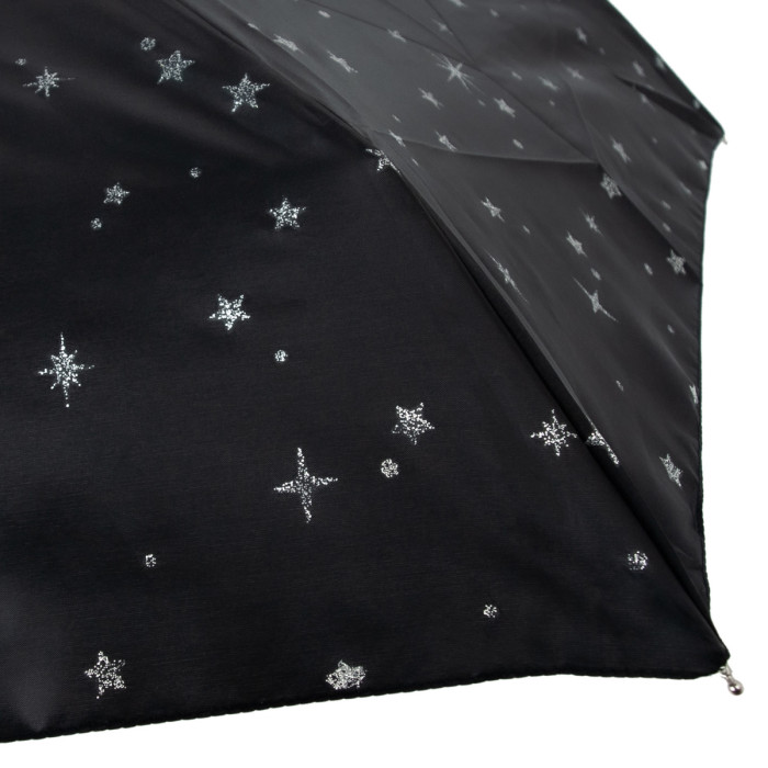 Жіноча міні (кишенькова) парасолька Fulton L501 Tiny-2 Glitter Stars Black (Блиск зірок)