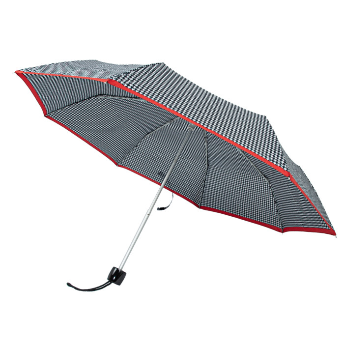 Жіноча парасолька Fulton L354 Minilite-2 Houndstooth Red Border (Червона смуга)