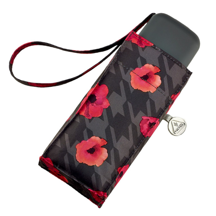 Жіноча міні (кишенькова) парасолька Fulton L501 Tiny-2 Houndstooth Poppy (Маки)