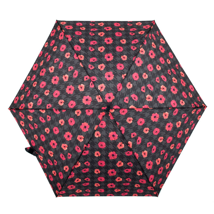 Жіноча міні (кишенькова) парасолька Fulton L501 Tiny-2 Houndstooth Poppy (Маки)