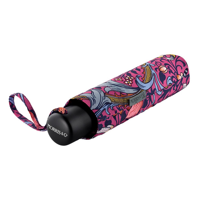 Женский зонт Fulton L907 Morris & Co. Minilite-2 UV Golden Lily Pink (Розовые лилии)
