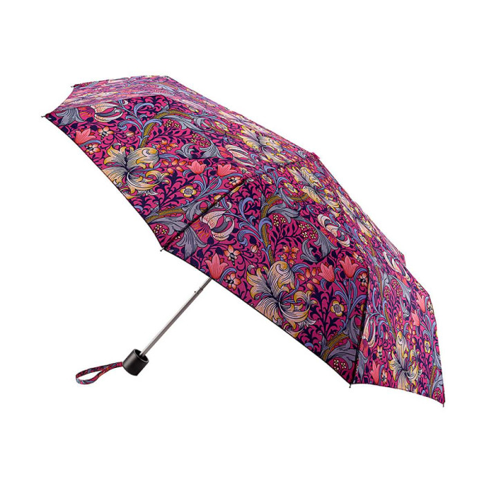 Женский зонт Fulton L907 Morris & Co. Minilite-2 UV Golden Lily Pink (Розовые лилии)