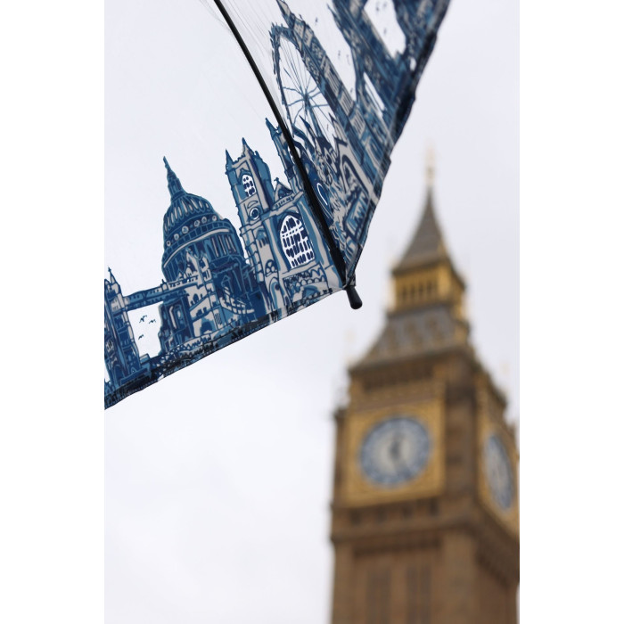 Жіноча парасолька-тростина прозора Fulton Birdcage-2 L042 London Icons (Іконки)